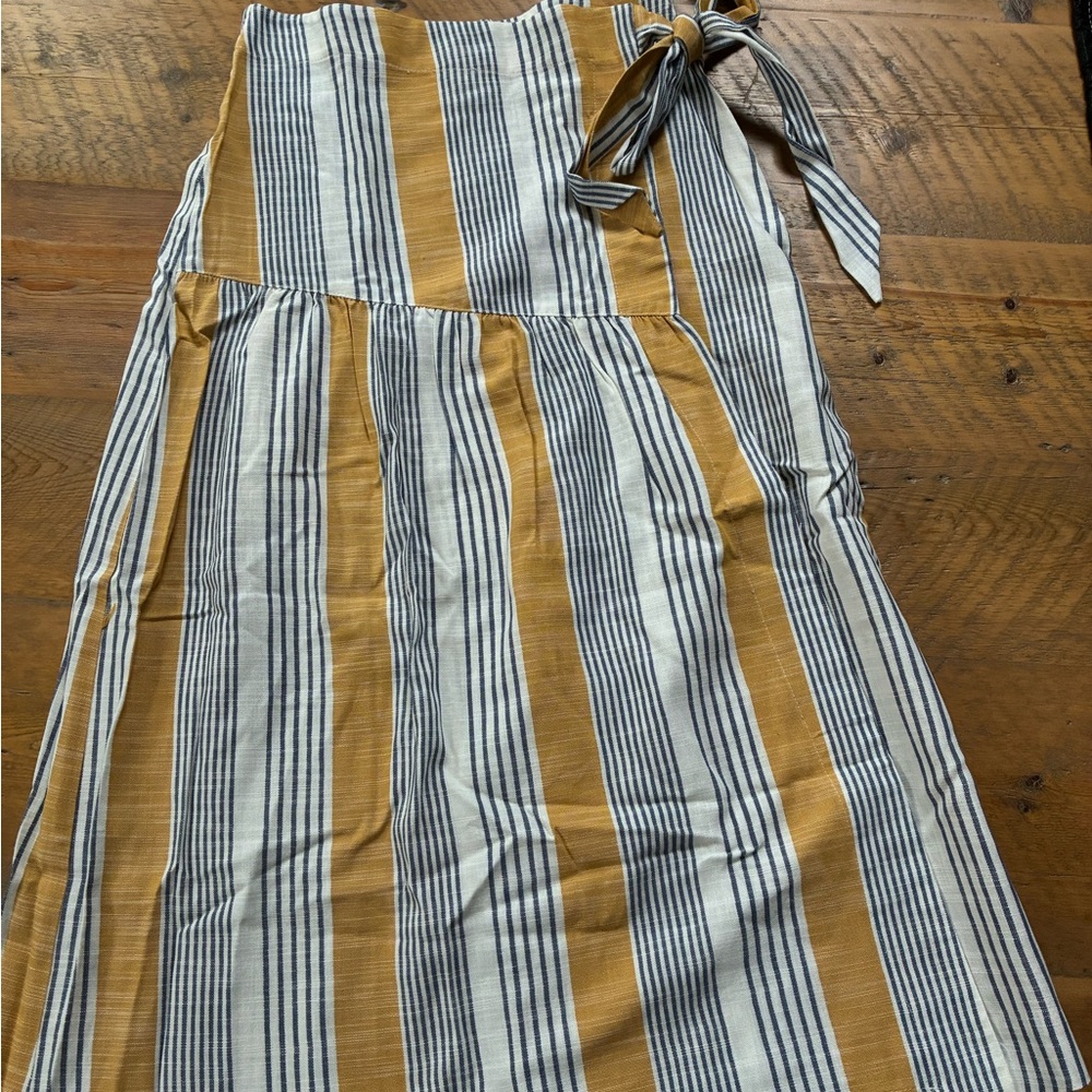 Anthropologie Mustard and Navy Striped Skirt